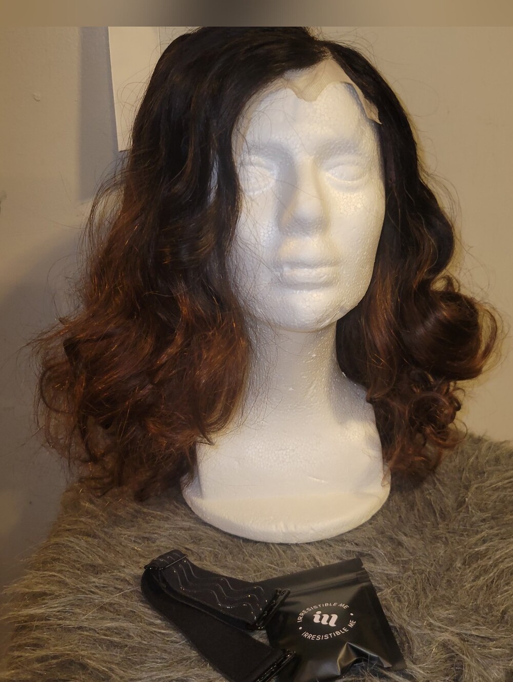 Irresistable Me Women’s Lace Front Wavy Wig in Ombre Rooted Brown Human Hair